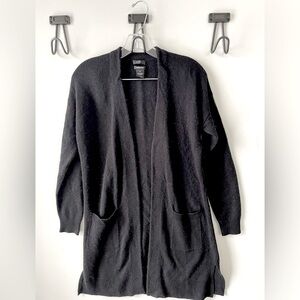 Halogen, women’s XS, black open-front wool & cashmere blend cardigan w/ pockets